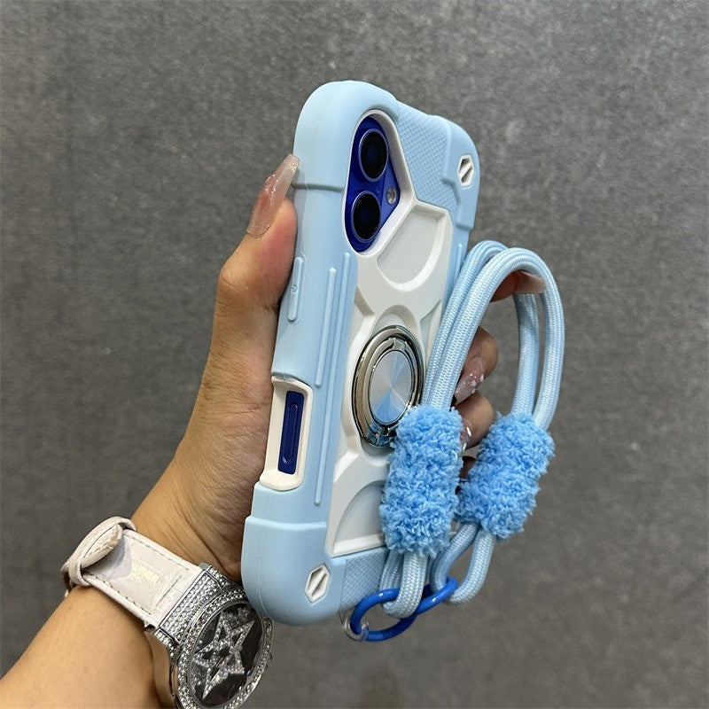 Luxury Heavy Duty Ring Holder Lanyard Case for iPhone 17 ProMax 16e PC TPU Armor