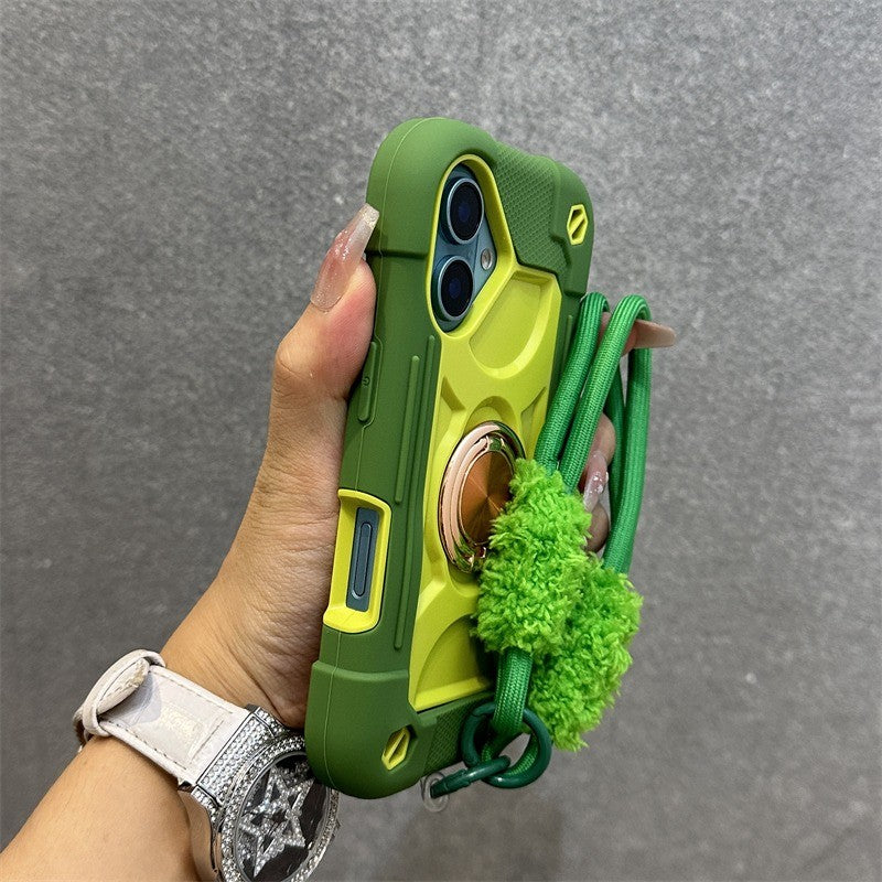 Luxury Heavy Duty Ring Holder Lanyard Case for iPhone 17 ProMax 16e PC TPU Armor