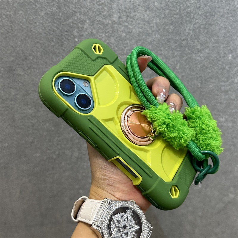 Luxury Heavy Duty Ring Holder Lanyard Case for iPhone 17 ProMax 16e PC TPU Armor