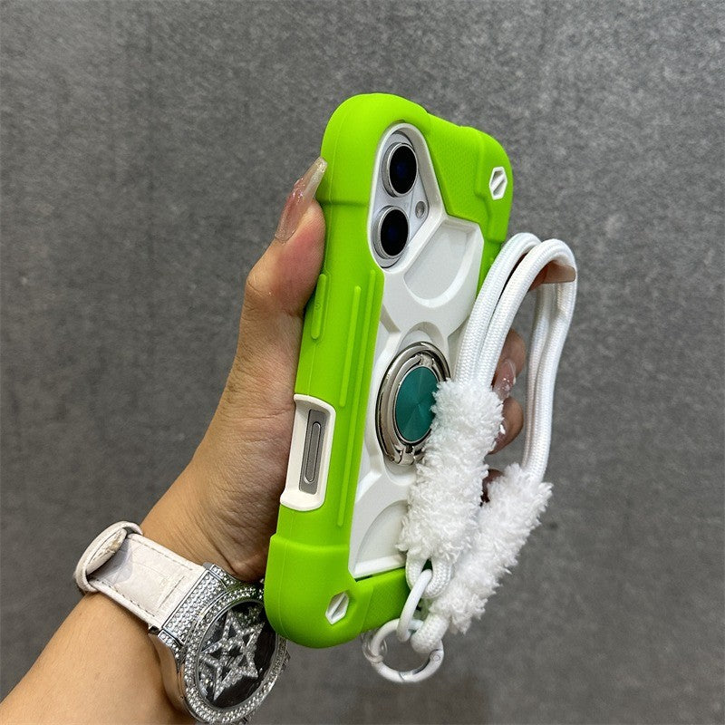 Luxury Heavy Duty Ring Holder Lanyard Case for iPhone 17 ProMax 16e PC TPU Armor