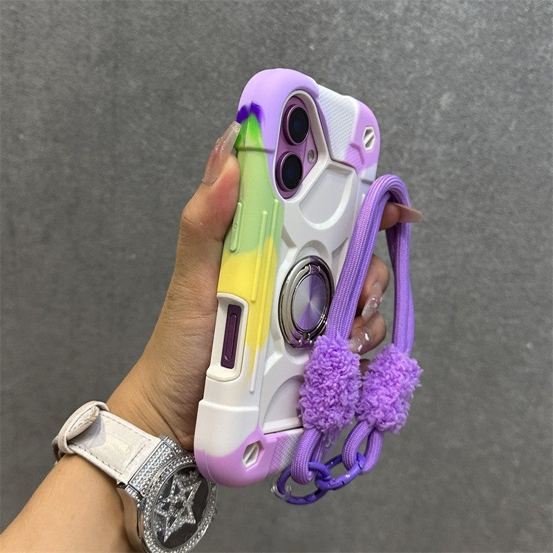Luxury Heavy Duty Ring Holder Lanyard Case for iPhone 17 ProMax 16e PC TPU Armor